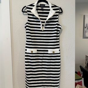 Frank Lyman Design Black and White Striped Midi Dress